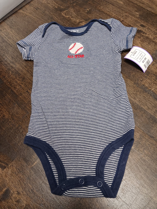 Navy/White Striped Carters Onesie, 9M B