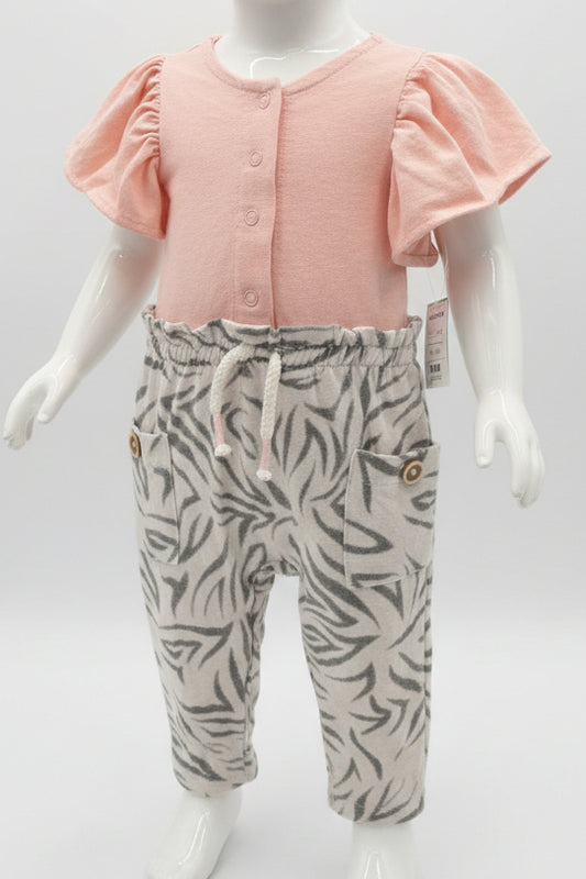 Pink/Grey Jessica Simpson Pant One Piece, 3M G