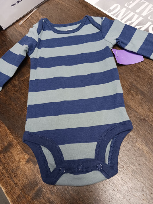 Blue Striped Carters Longsleeve Onesie, 3M B