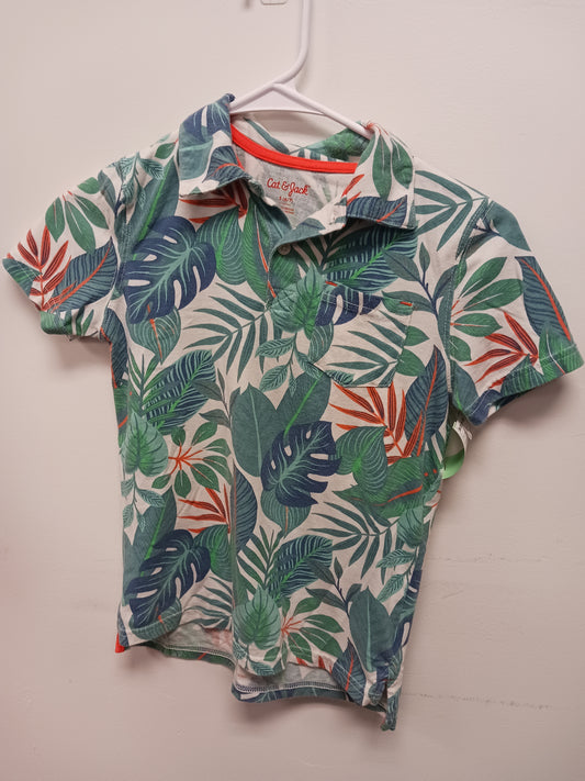 Green/White Leaf Cat & Jack Button Up, 6 B