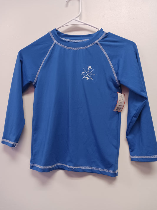 Blue Quad Seven Long Sleeve Swim Shirt 5/6, 5 B