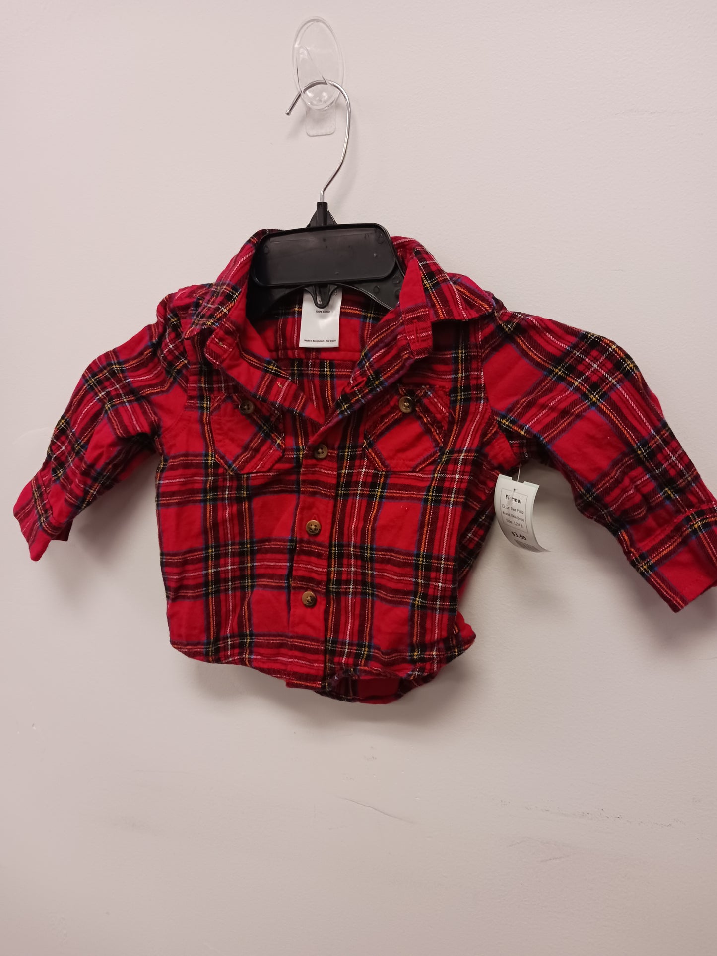 Red Plaid Okie Dokie Flannel, 12M B