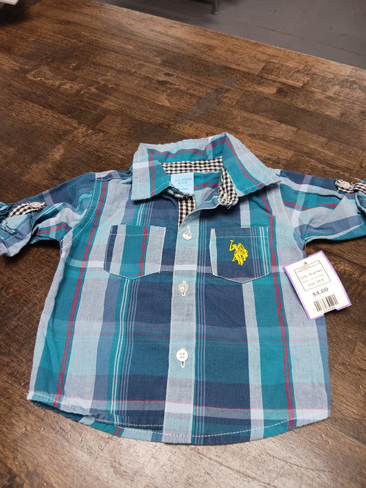 Blue Plaid U.S. Polo Assn. Longsleeve Button UP, 3M B