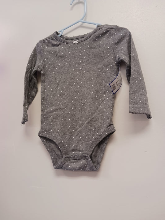 Gray/White Polka Dot Carters Longsleeve Onesie, 18M G