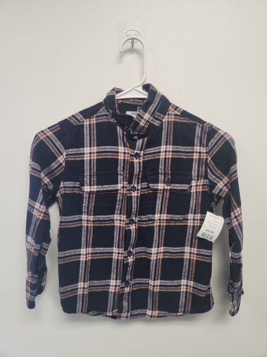 Navy/Pink/Purple Old Navy Longsleeve Button Up, 6 B