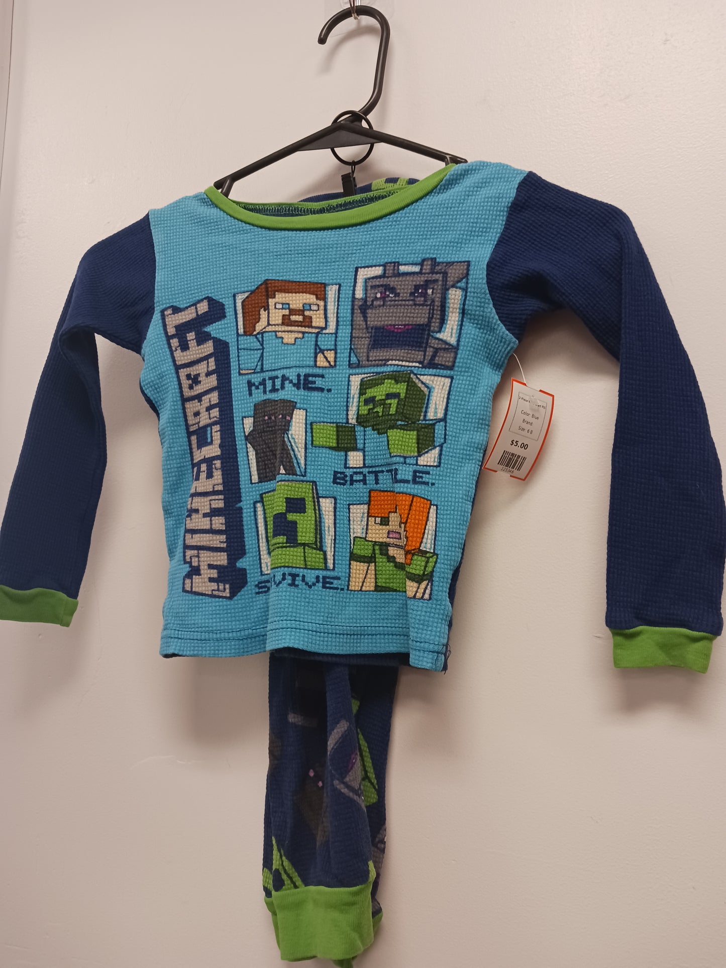 Blue  2 Piece Mine Craft PJS, 6 B
