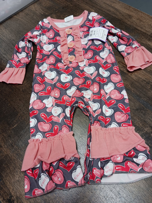 Grey/Pink/Red/White Heart Boutique Pant One Piece, 3M G