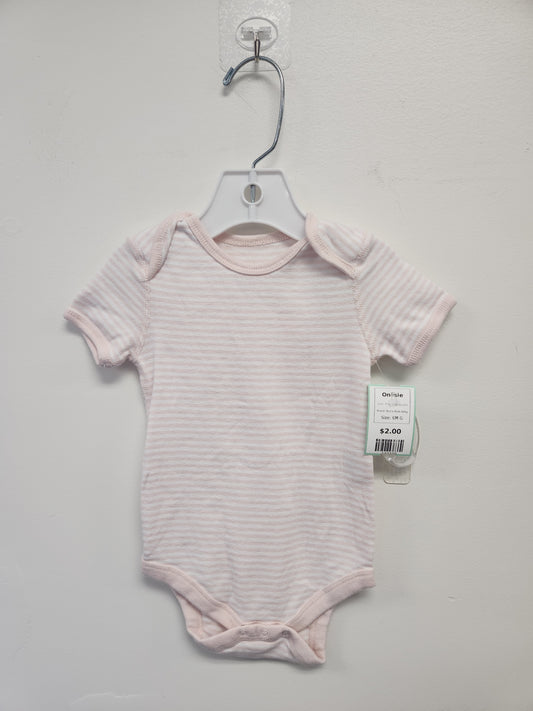 Pink/White Striped Burt's Bees Baby Onesie, 6M G