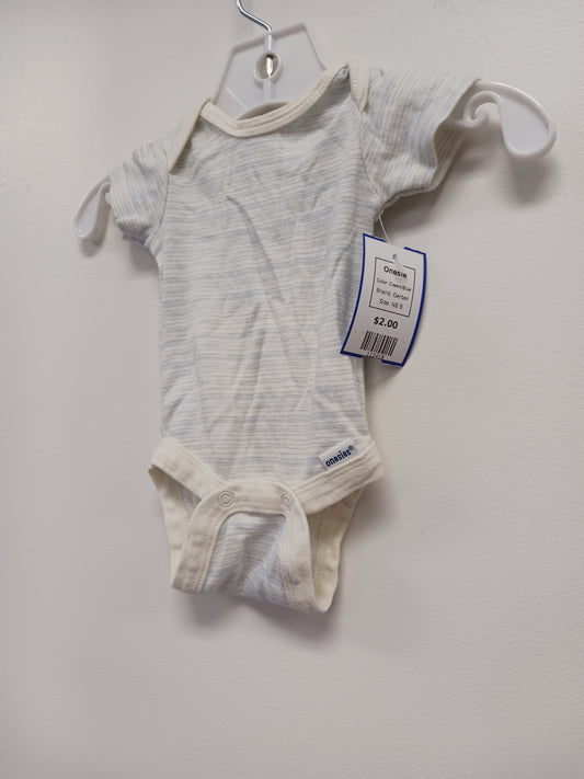 Cream/Blue Gerber Onesie, NB B