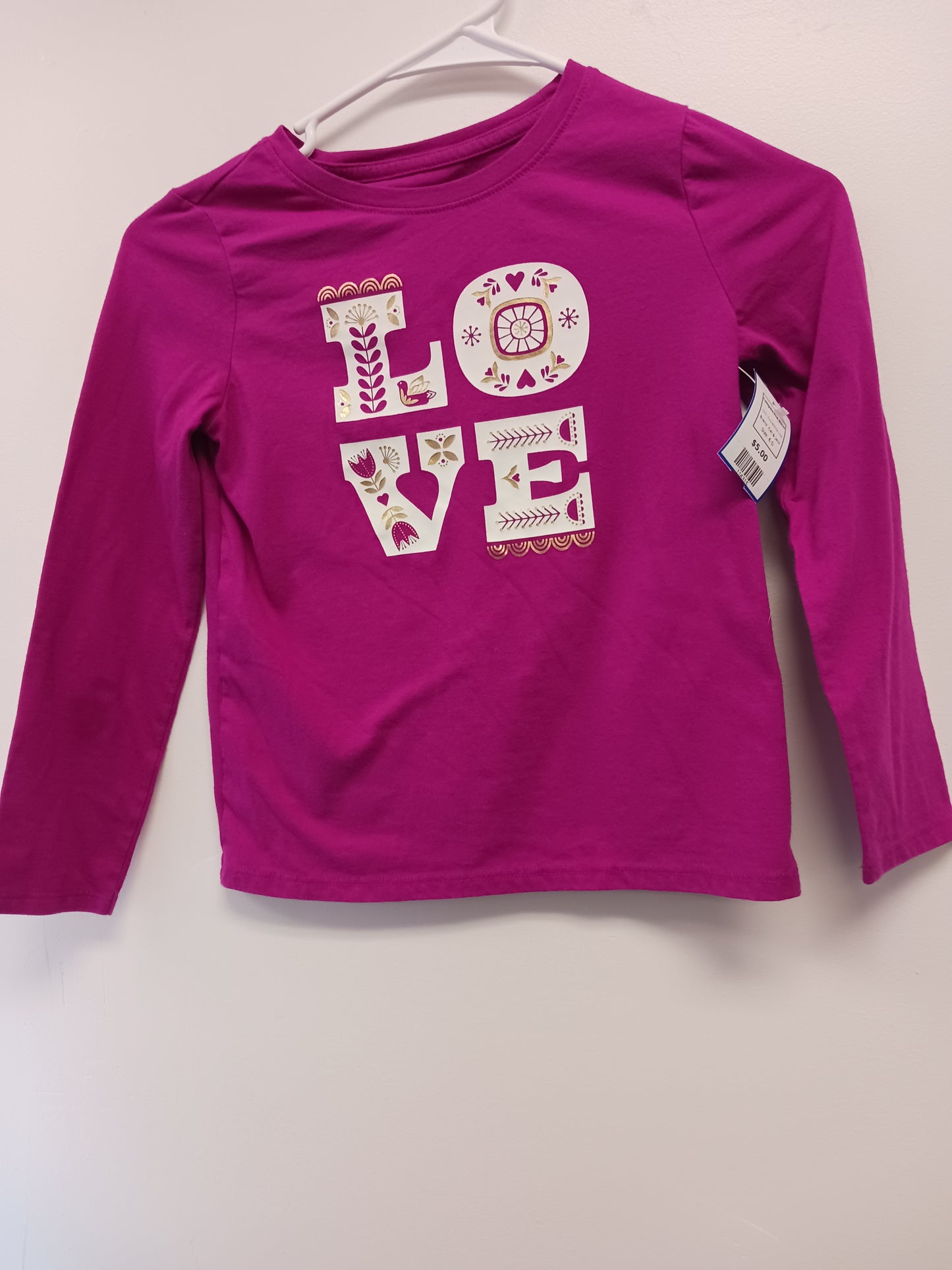 Purple/White Love Cat & Jack Longsleeve Shirt, 6 G