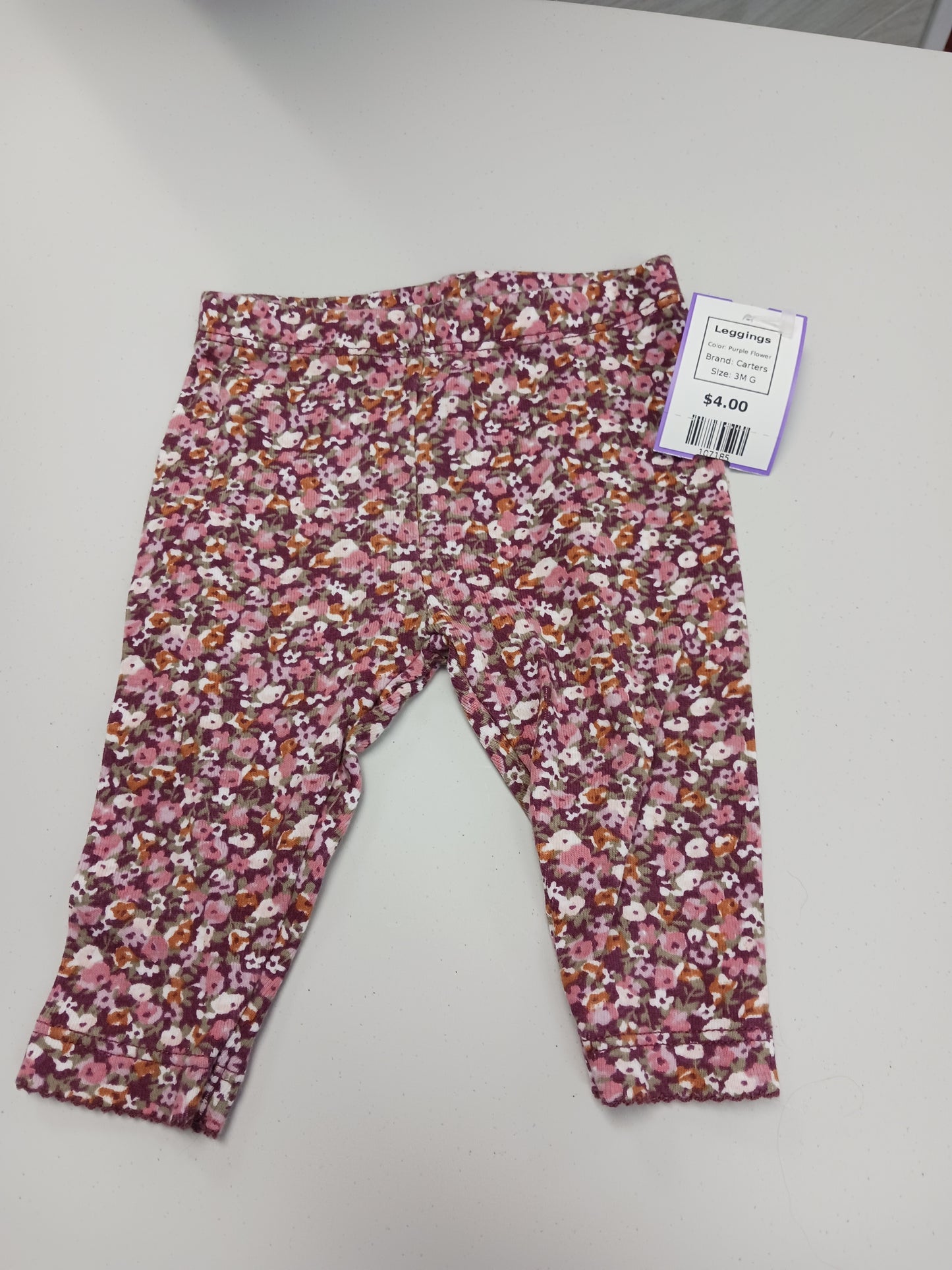 Purple Flower Carters Leggings, 3M G
