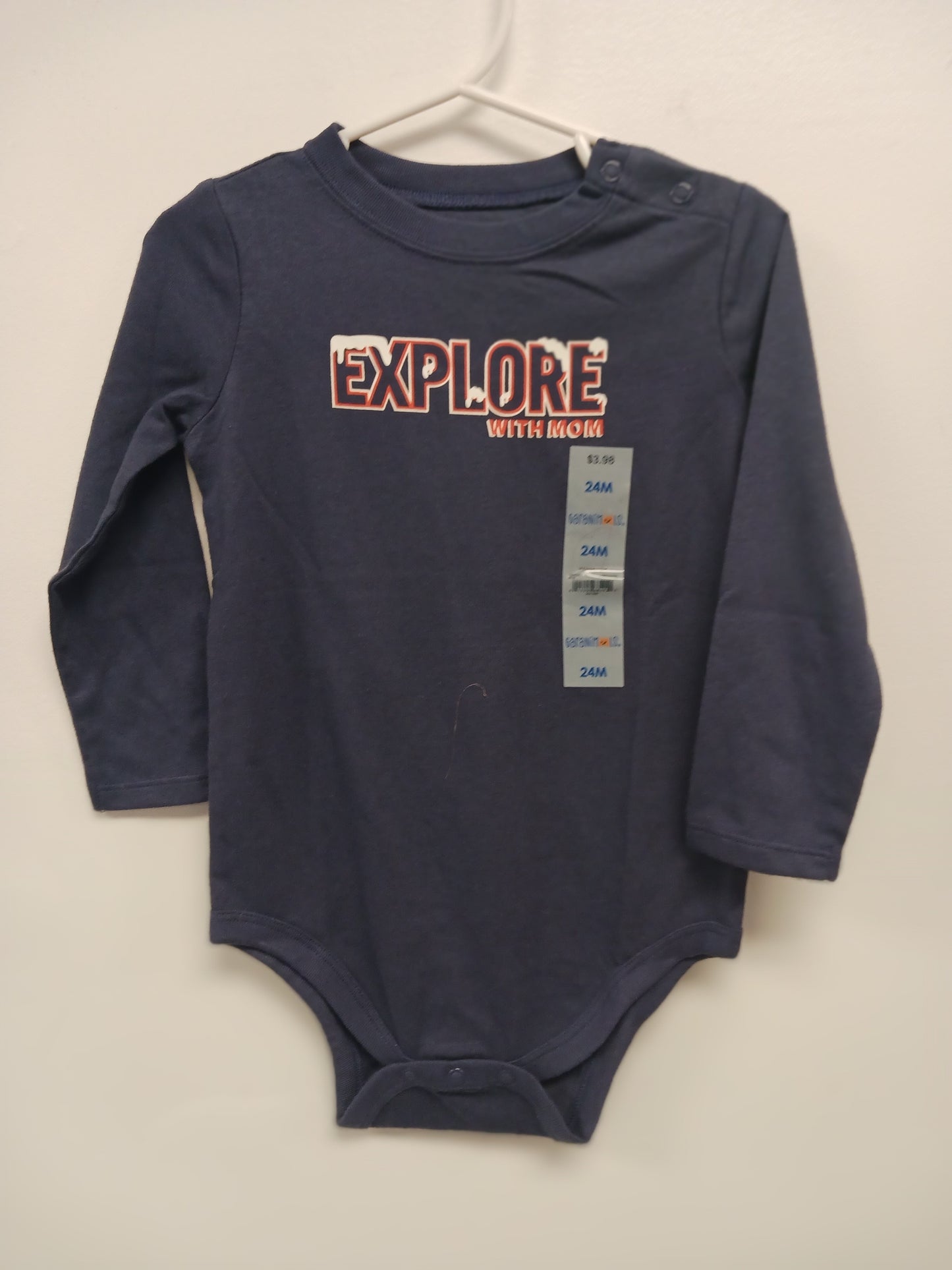 Navy Explore With Mom Garanimals Longsleeve Onesie, 2T B