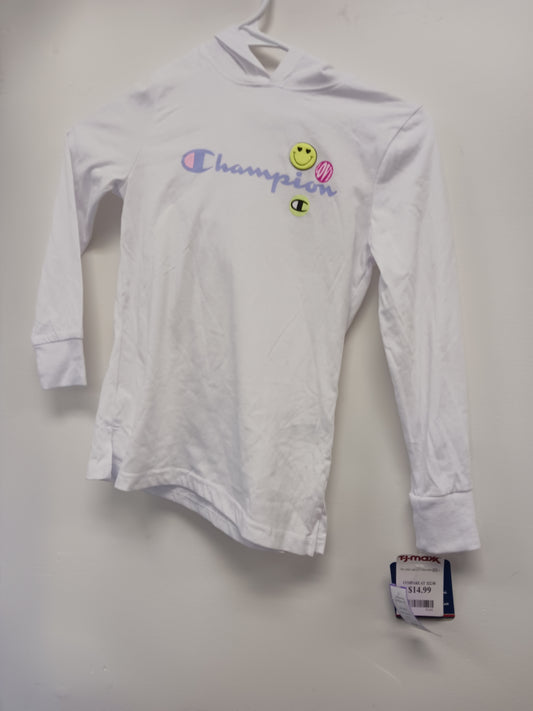 White Champion Hooded Longsleeve Shirt, 6 G