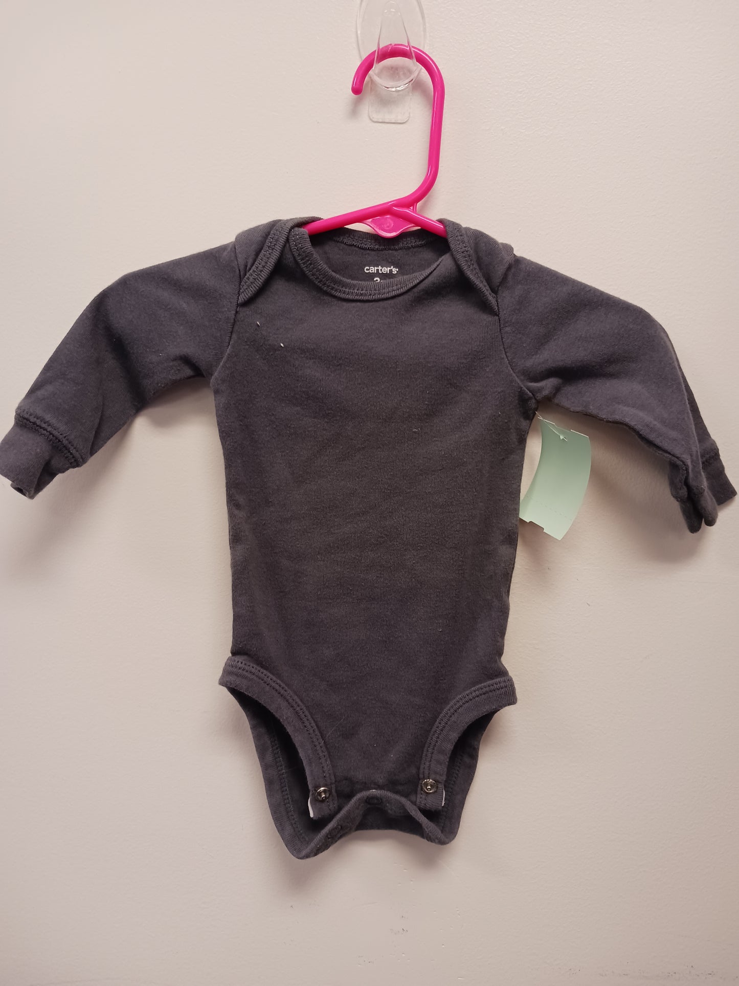 Grey Carters Long Sleeve Onesie, 3M B