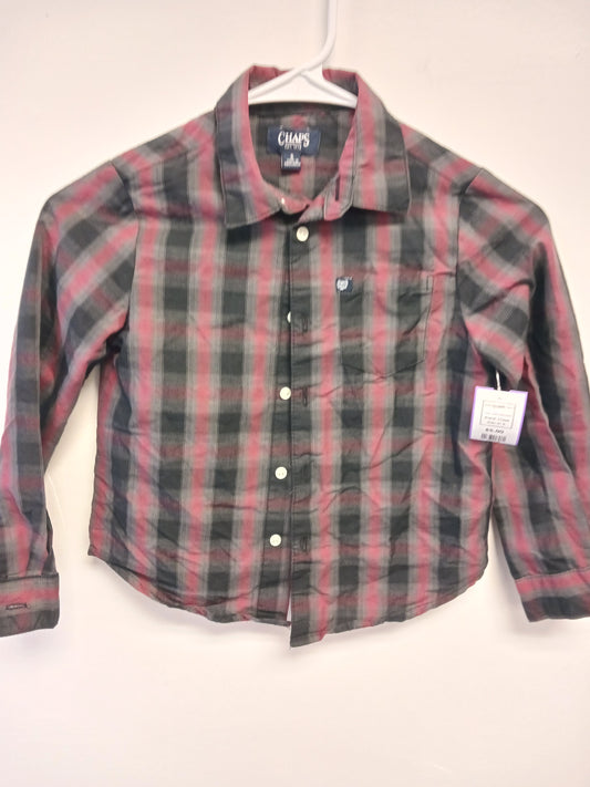 black/red plaid Chaps LS Button Down Shirt, 5T B