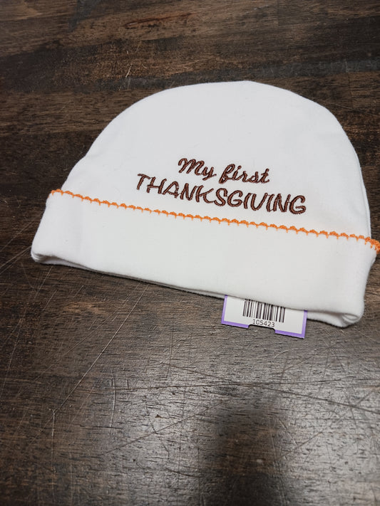 White My First Thanksgiving  Hat, NB B