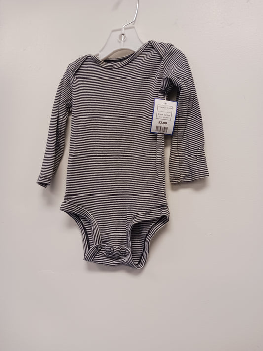 Black/Grey Striped Carters Longsleeve Onesie, 12M B