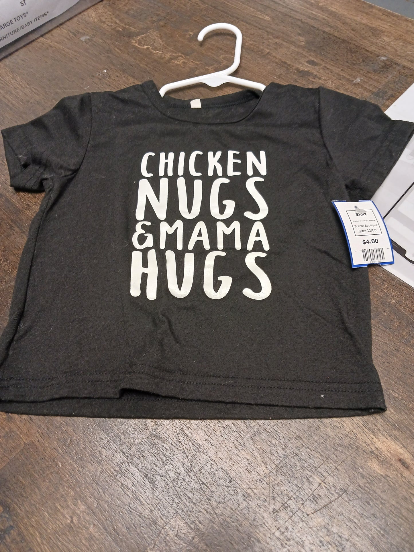 Black Chicken Nugs & Mama Hugs Boutique Shirt, 12M B