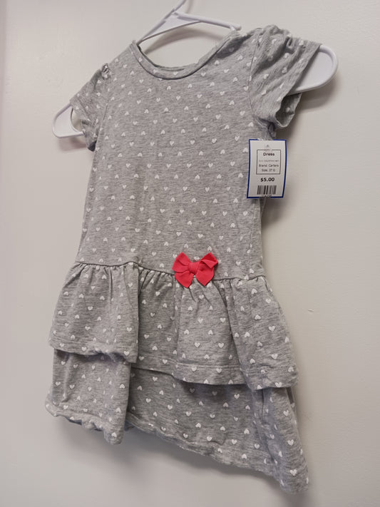 Grey/White Heart Carters Dress, 3T G