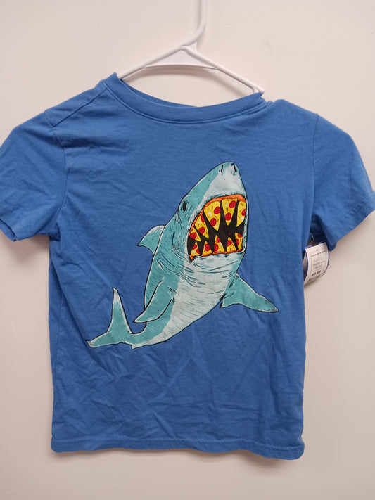 blue Cat & Jack shark pizza shirt, 6 B