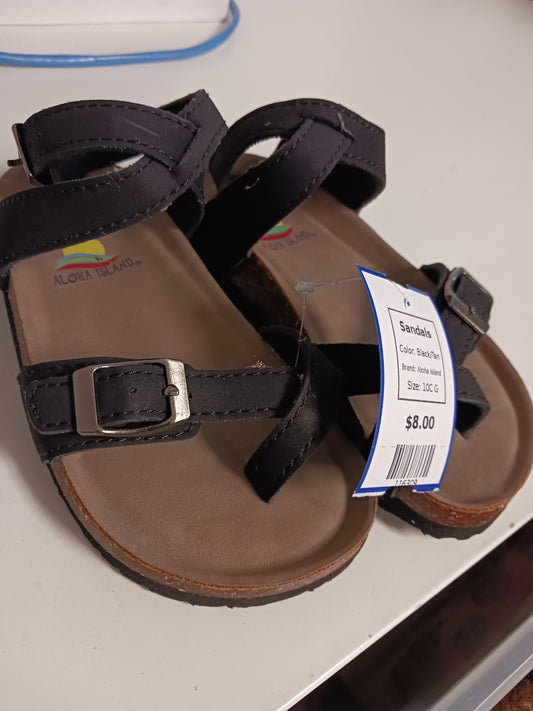Black/Tan Aloha Island Sandals, 10C G