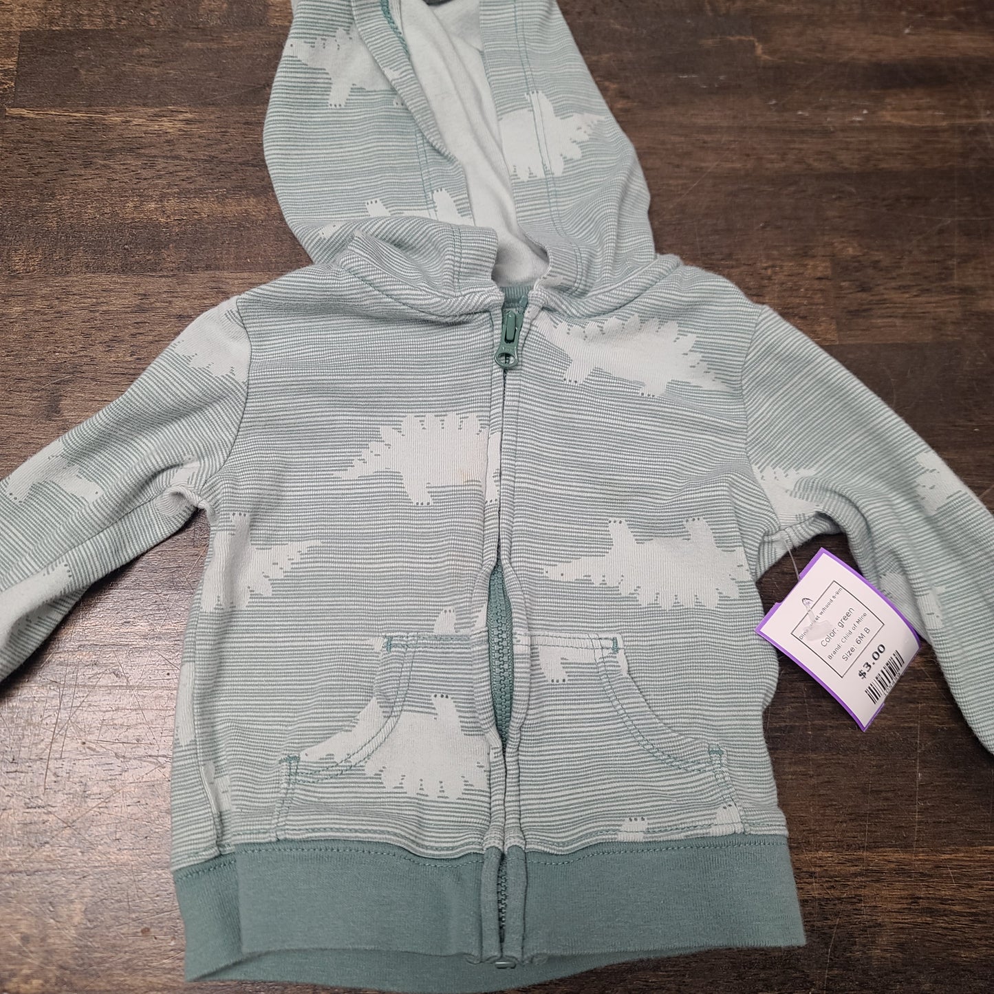 green Child of Mine Dino Jacket w/hood 6-9m, 6M B