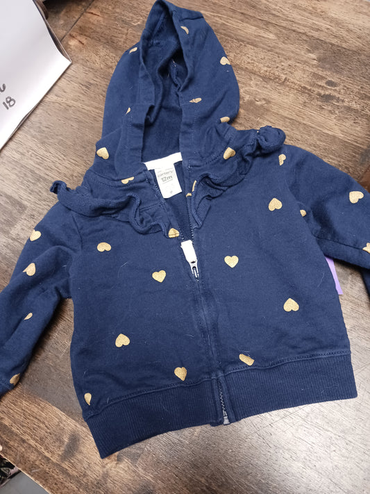 Navy/Gold Heart Carters Jacket, 12M G