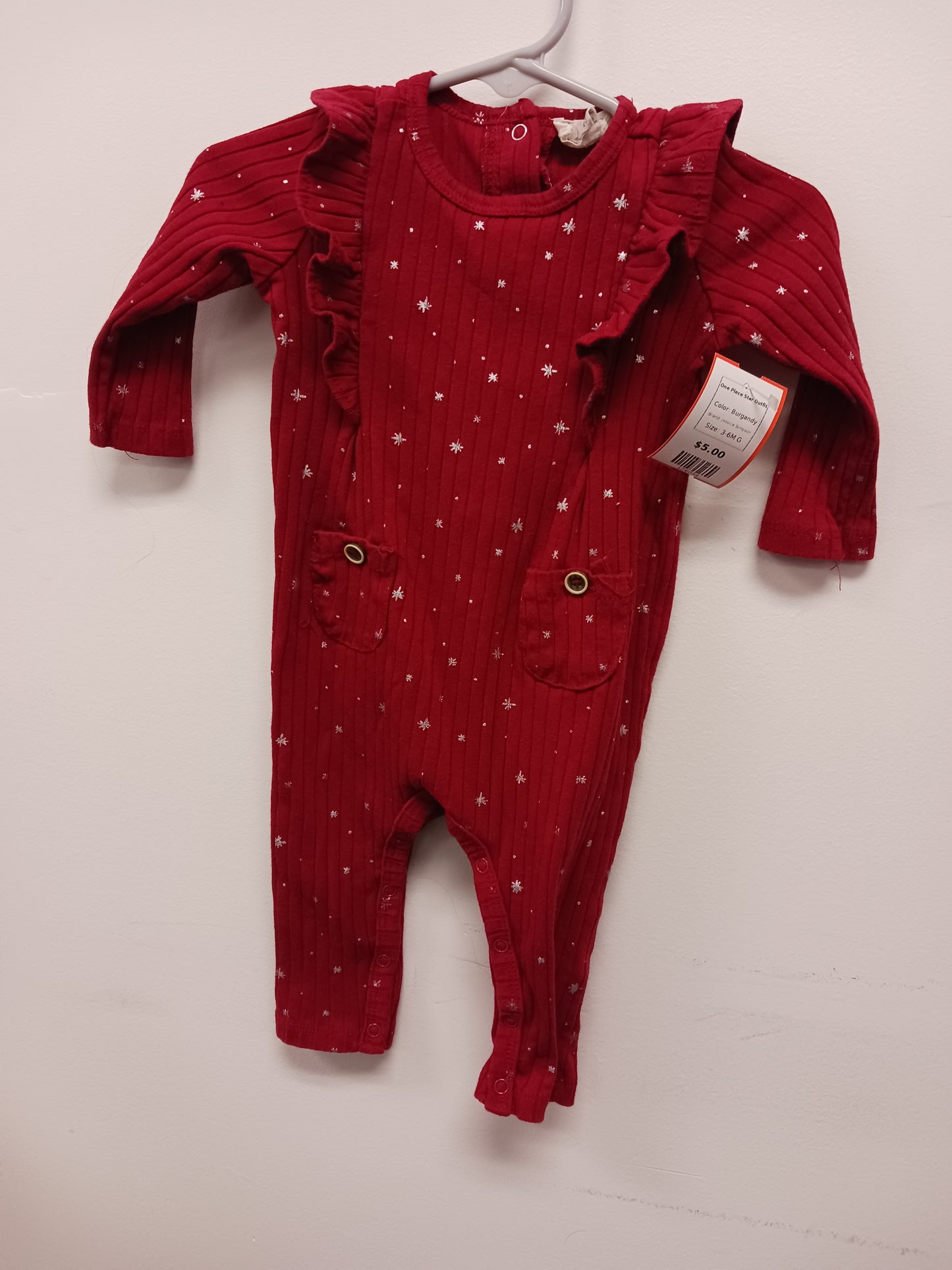 Burgandy Jessica Simpson One Piece Star Outfit, 3-6M G