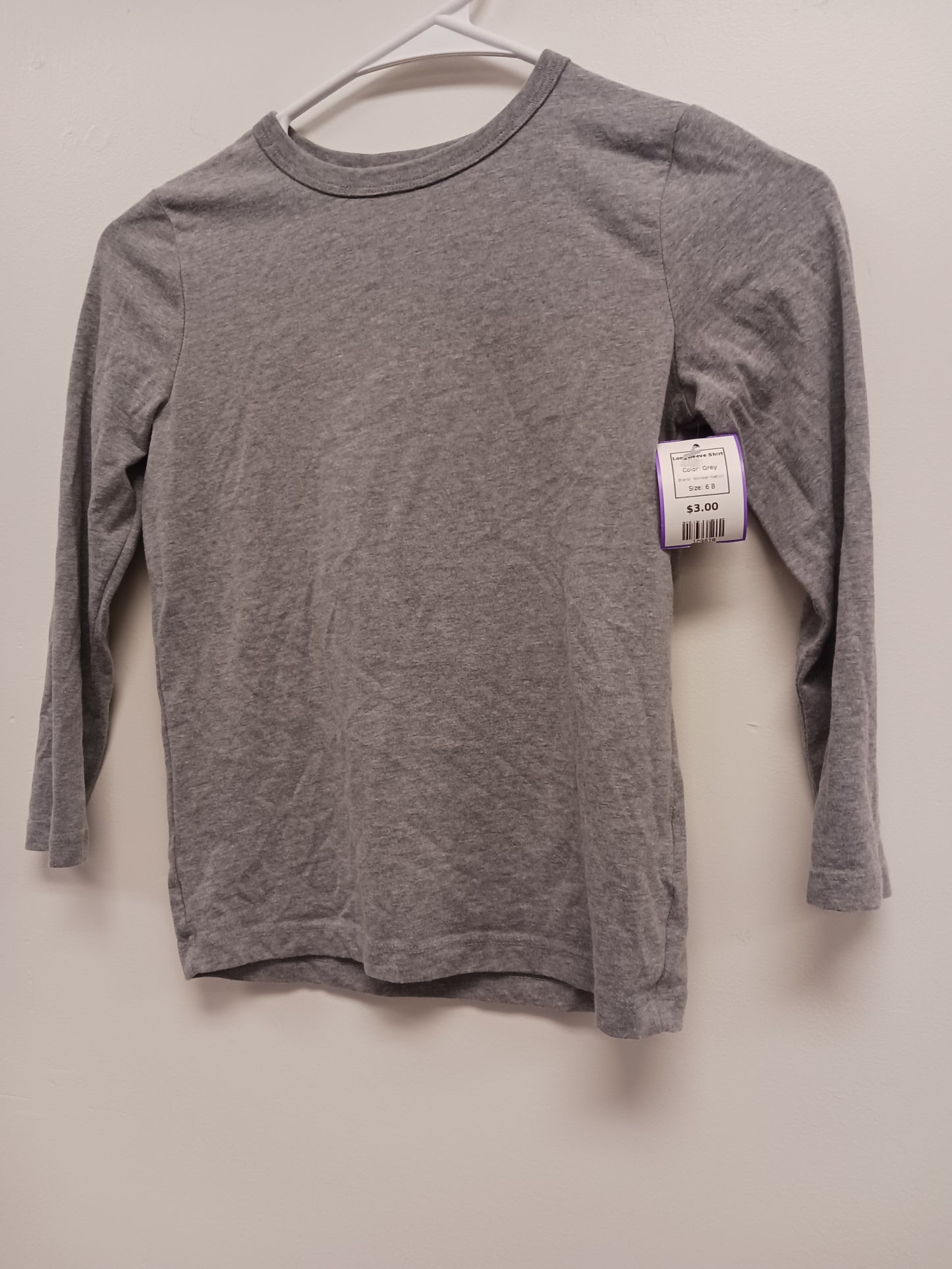 Grey Wonder Nation Longsleeve Shirt, 6 B
