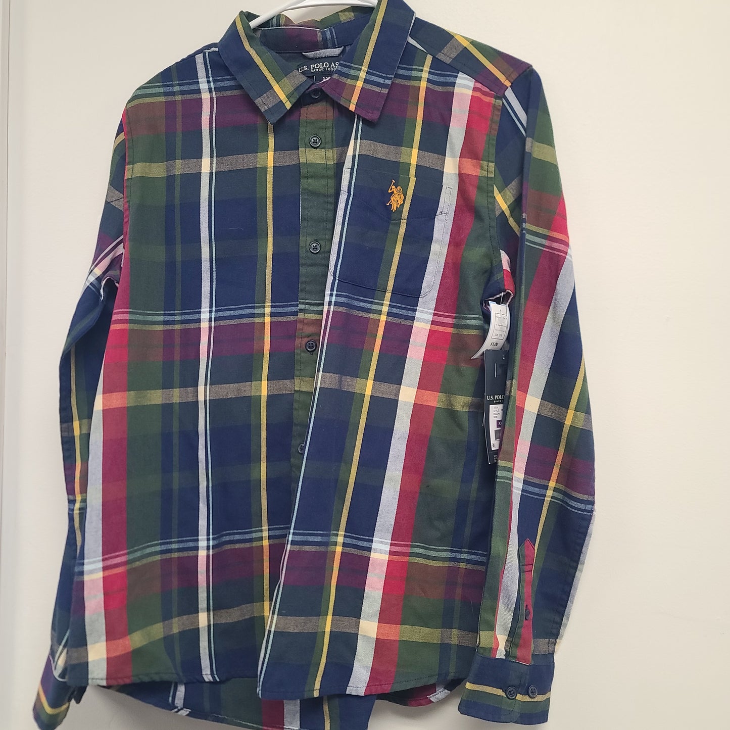 Navy/Red/Yellow/Green U.S. Polo Assn. Longsleeve Button Up, 18 B