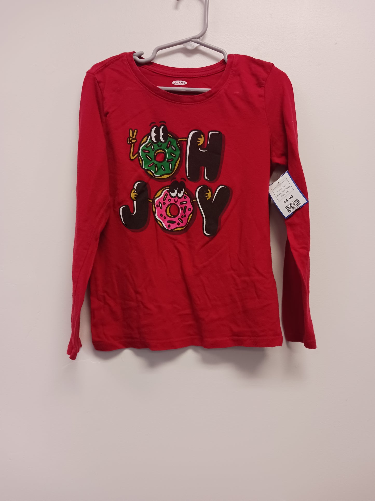 Red Old Navy Long Sleeve Donut Shirt  6/7, 6 G