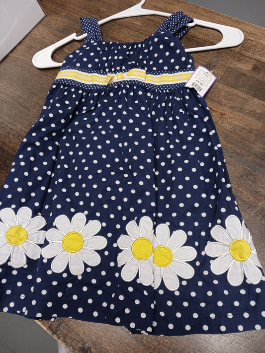 Navy/White/Yellow Blueberi Boulevard Dress, 4T G