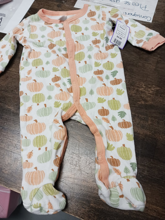 White/Orange/Green/Brown Pumpkin Baby Kiss Sleeper, 6M G