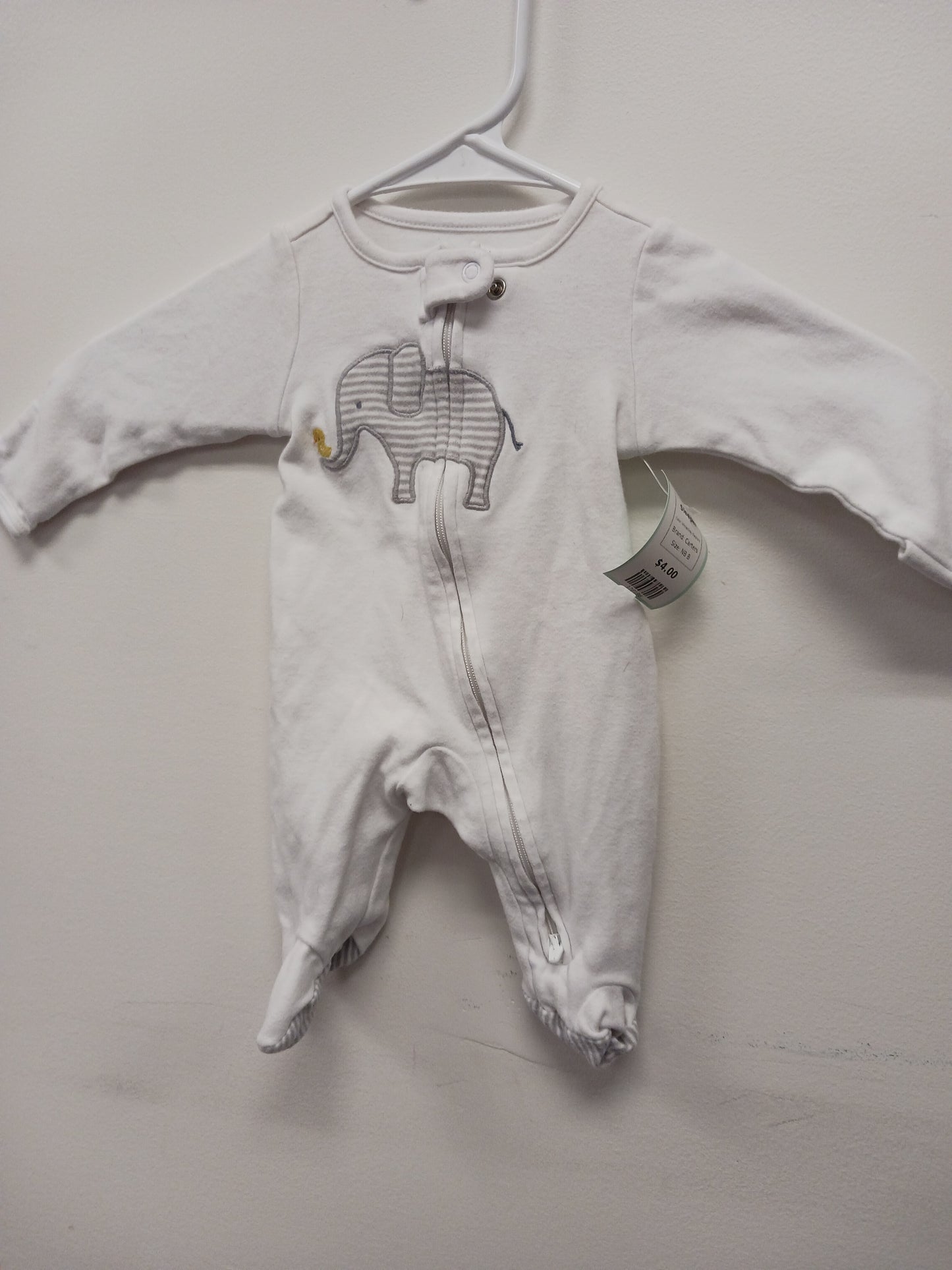 White/Grey Elephant Carters Sleeper, NB B