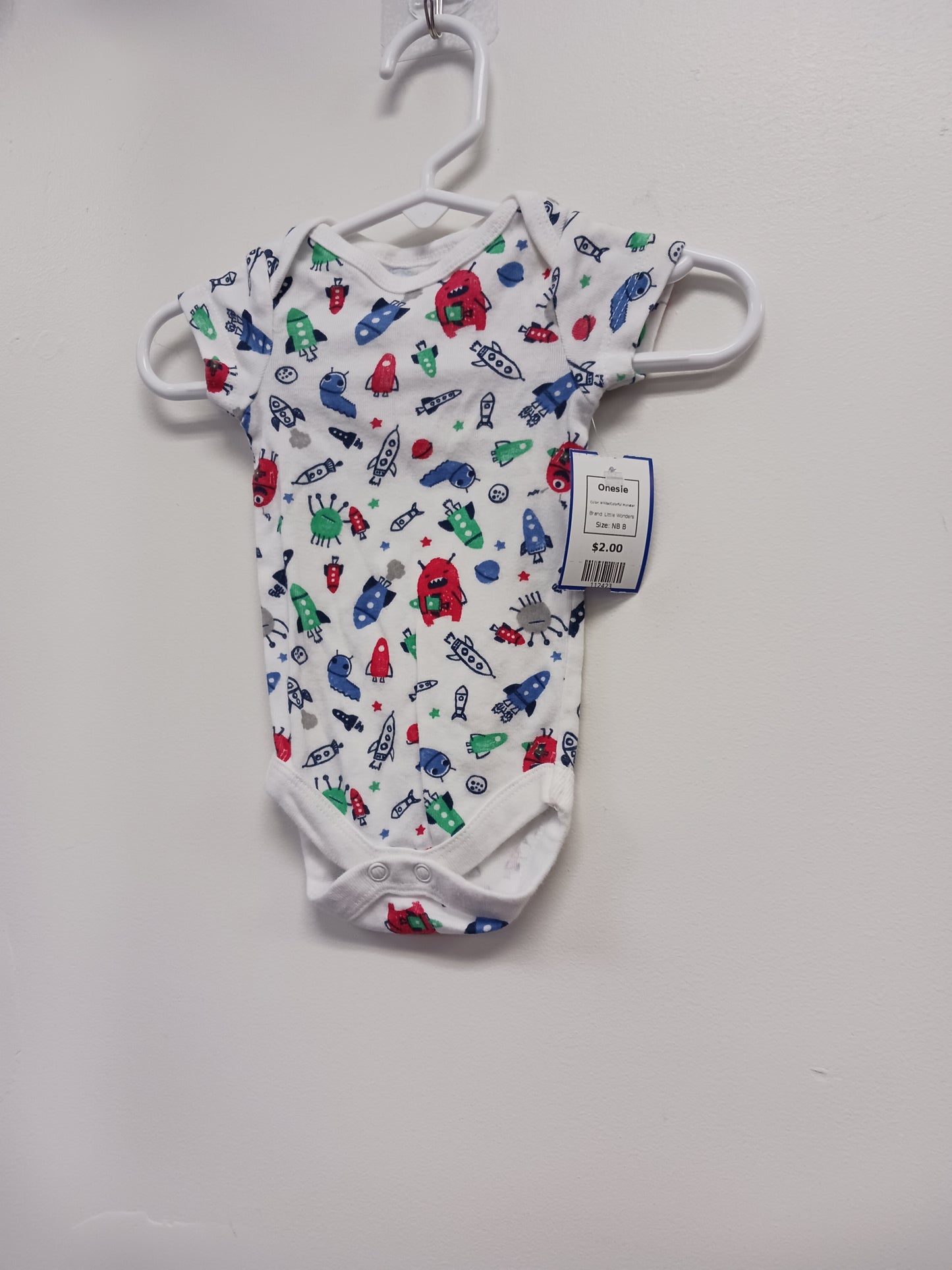 White/Colorful Monster Little Wonders Onesie, NB B