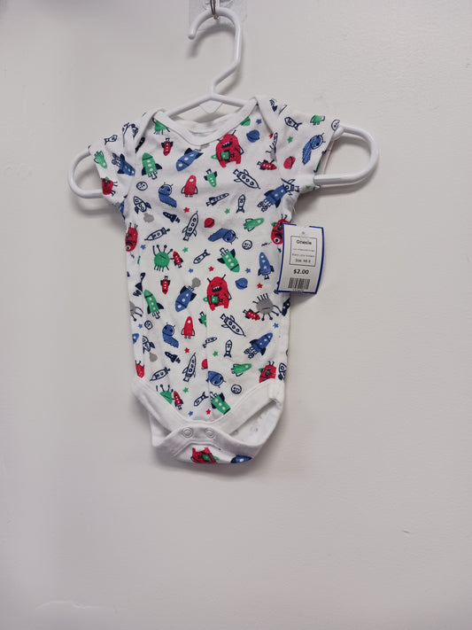 White/Colorful Monster Little Wonders Onesie, NB B