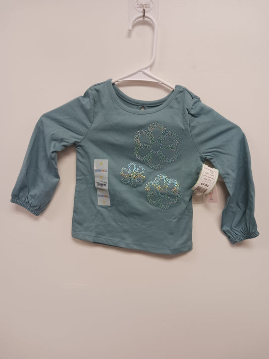 Green Garanimals Long Sleeve Flower Shirt, 2T G