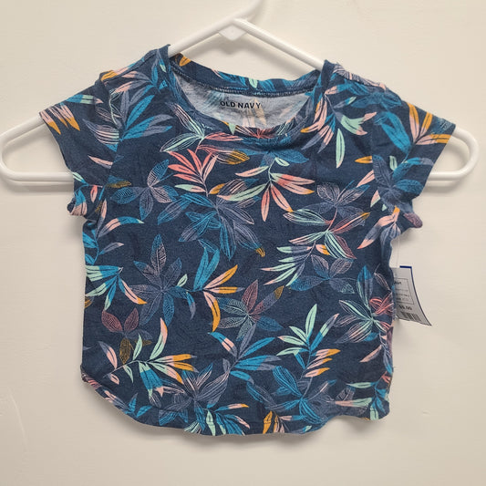 Blue/Pink Leaf Old Navy Shirt, 2T G