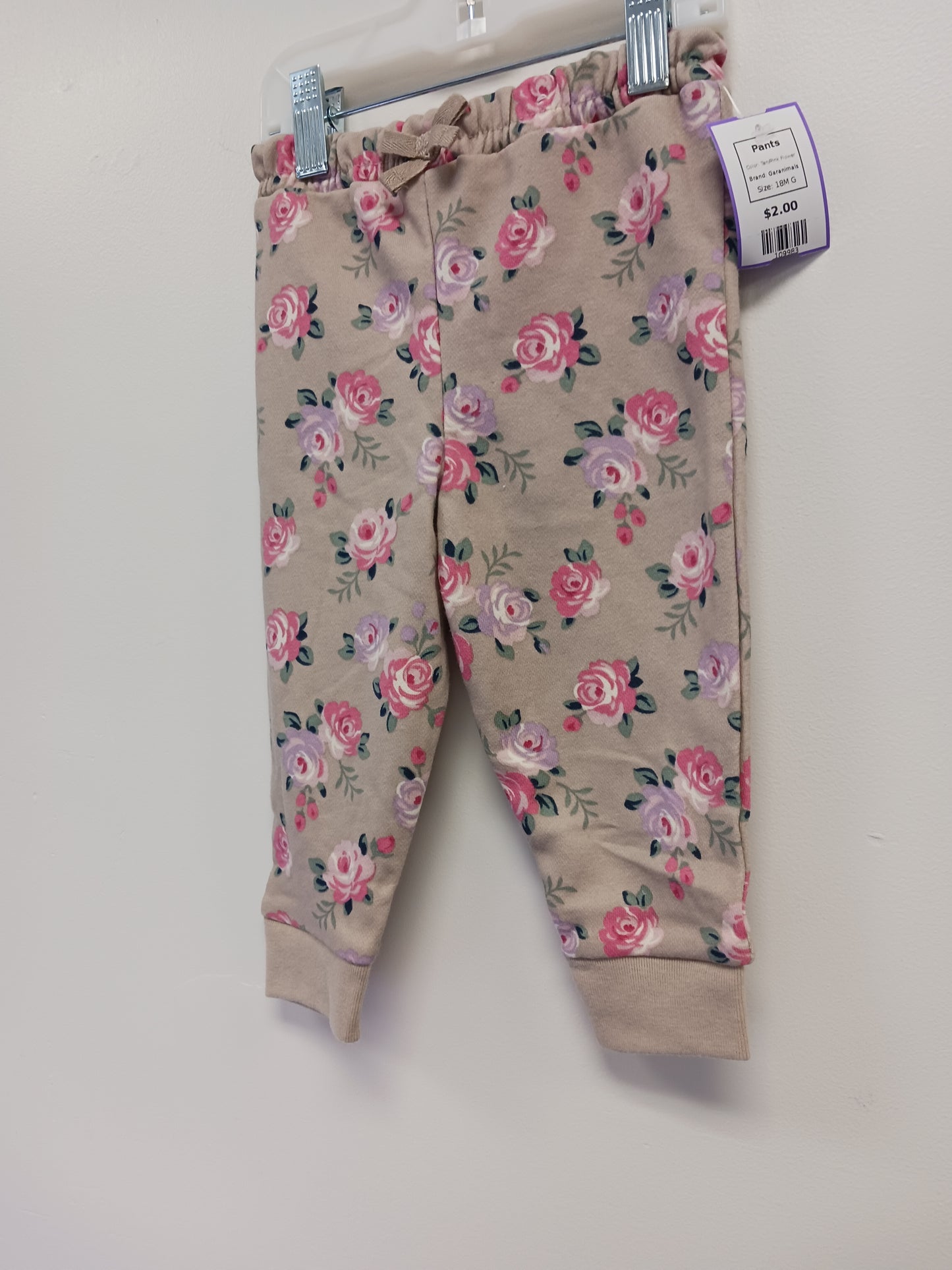 Tan/Pink Flower Garanimals Pants, 18M G