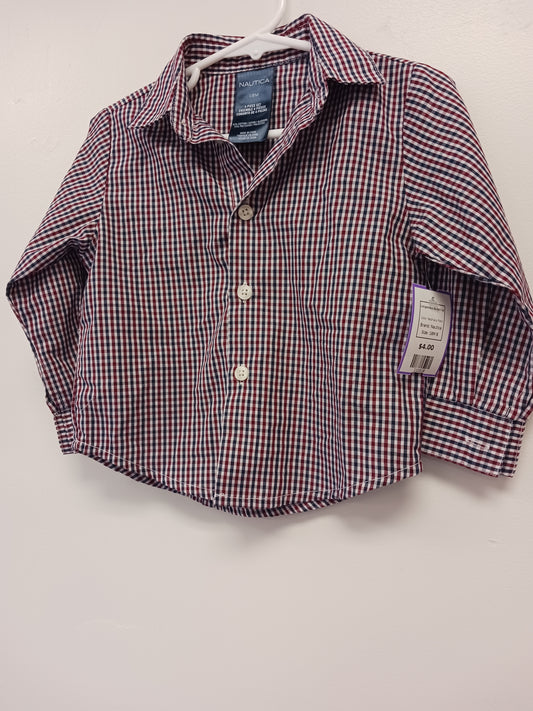 Red/Navy Plaid Nautica Longsleeve Button Up, 18M B