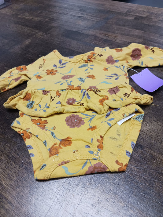Yellow Flower Carters Longsleeve Onesie, NB G
