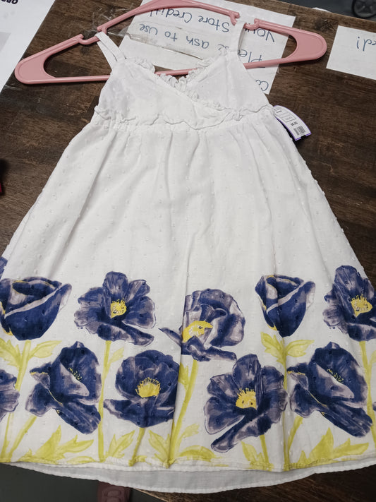 White/Navy Flower Penelope Mack Dress, 4T G