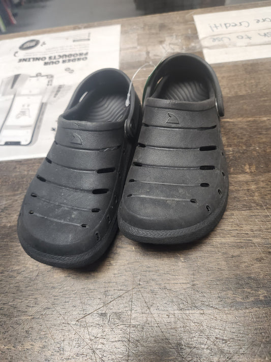 Black Rugged Shark Rubber Slip Ons, 11C B