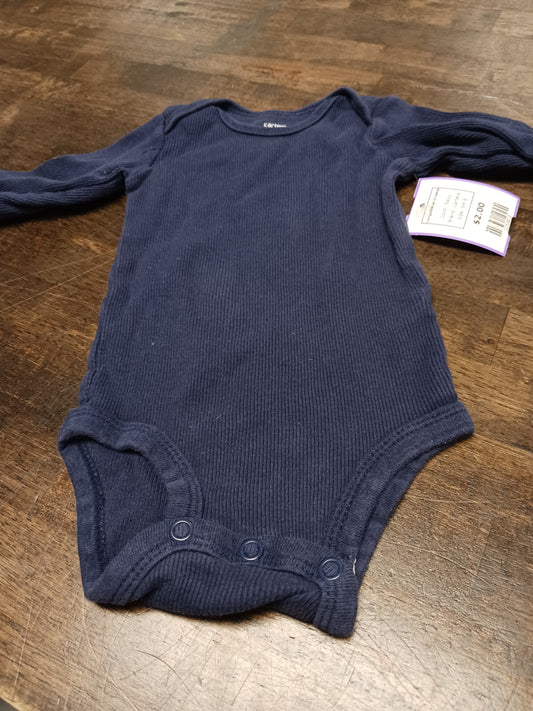 Navy Carters Longsleeve Onesie, 3M B