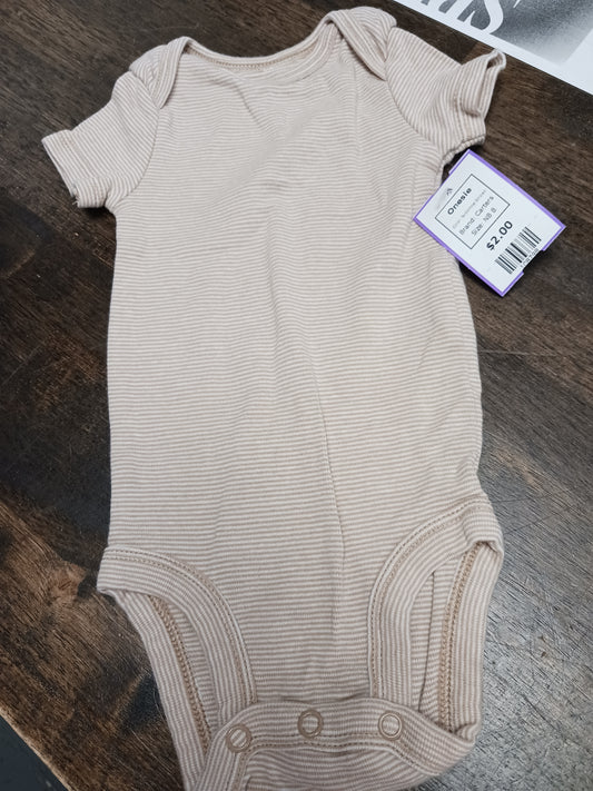 Tan/White Striped Carters Onesie, NB B