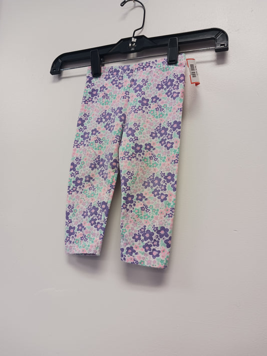 White/Purple Flower Jumping Bean Leggings, 12M G