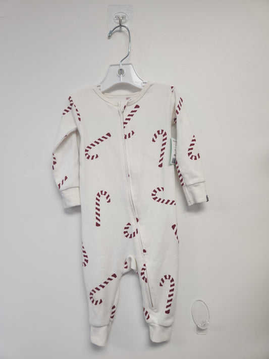 White/Red Candy Cane Modern Moments One Piece Pjs, 12M G