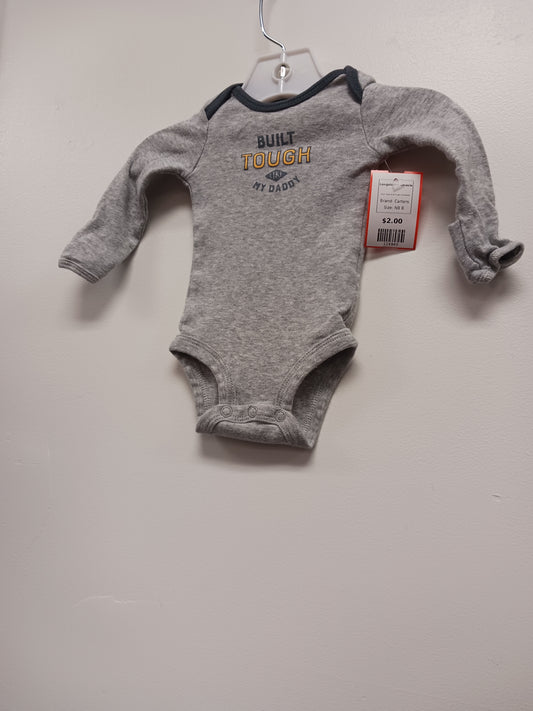 Grey Built Tough Like Daddy Carters Longsleeve Onesie, NB B