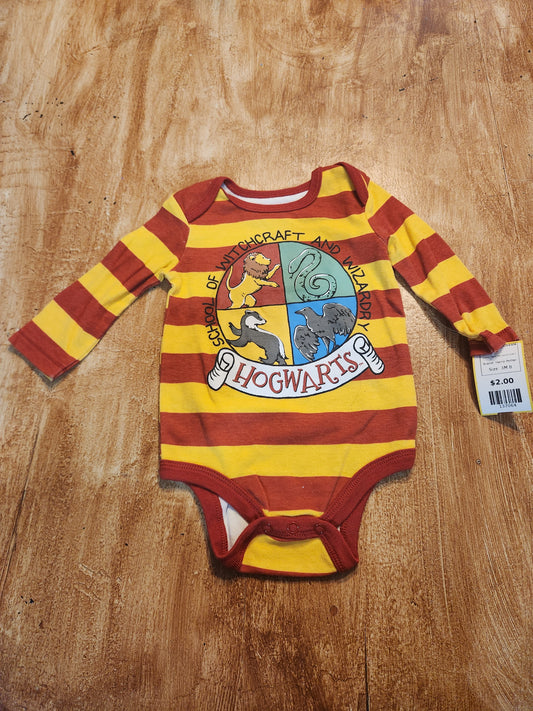 Red/Yellow Striped Harry Potter Longsleeve Onesie, 3M B