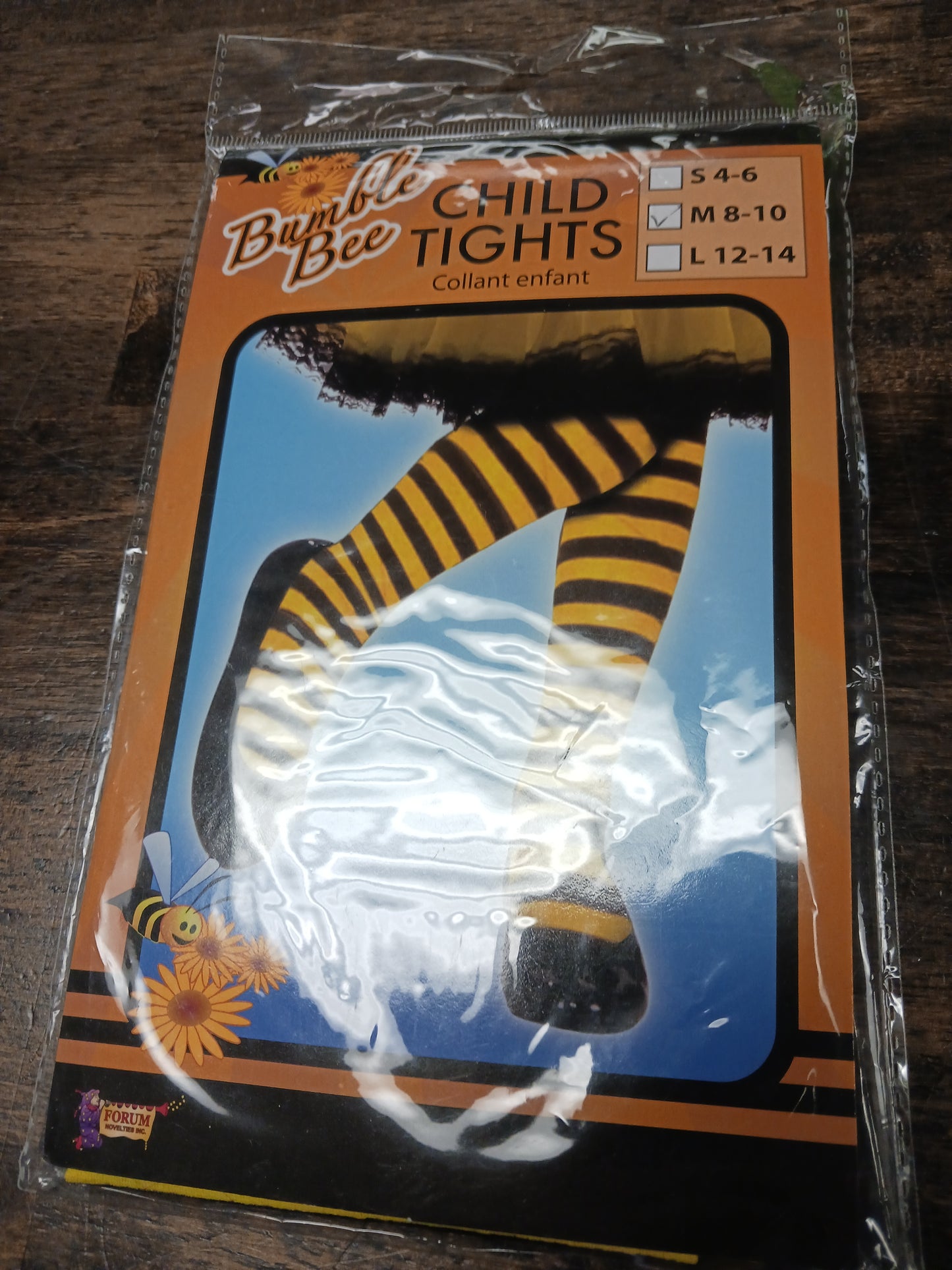 Black/Yellow Striped Bumble Bee Costume Tights, 8 G